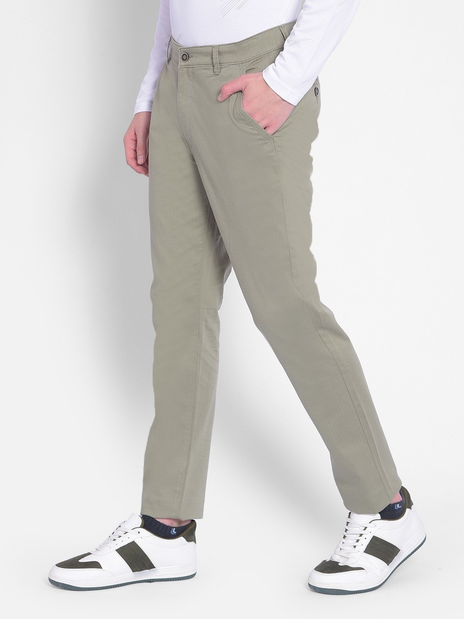 WES Casuals by Westside Olive Relaxed-Fit Mid-Rise Cotton Blend Joggers