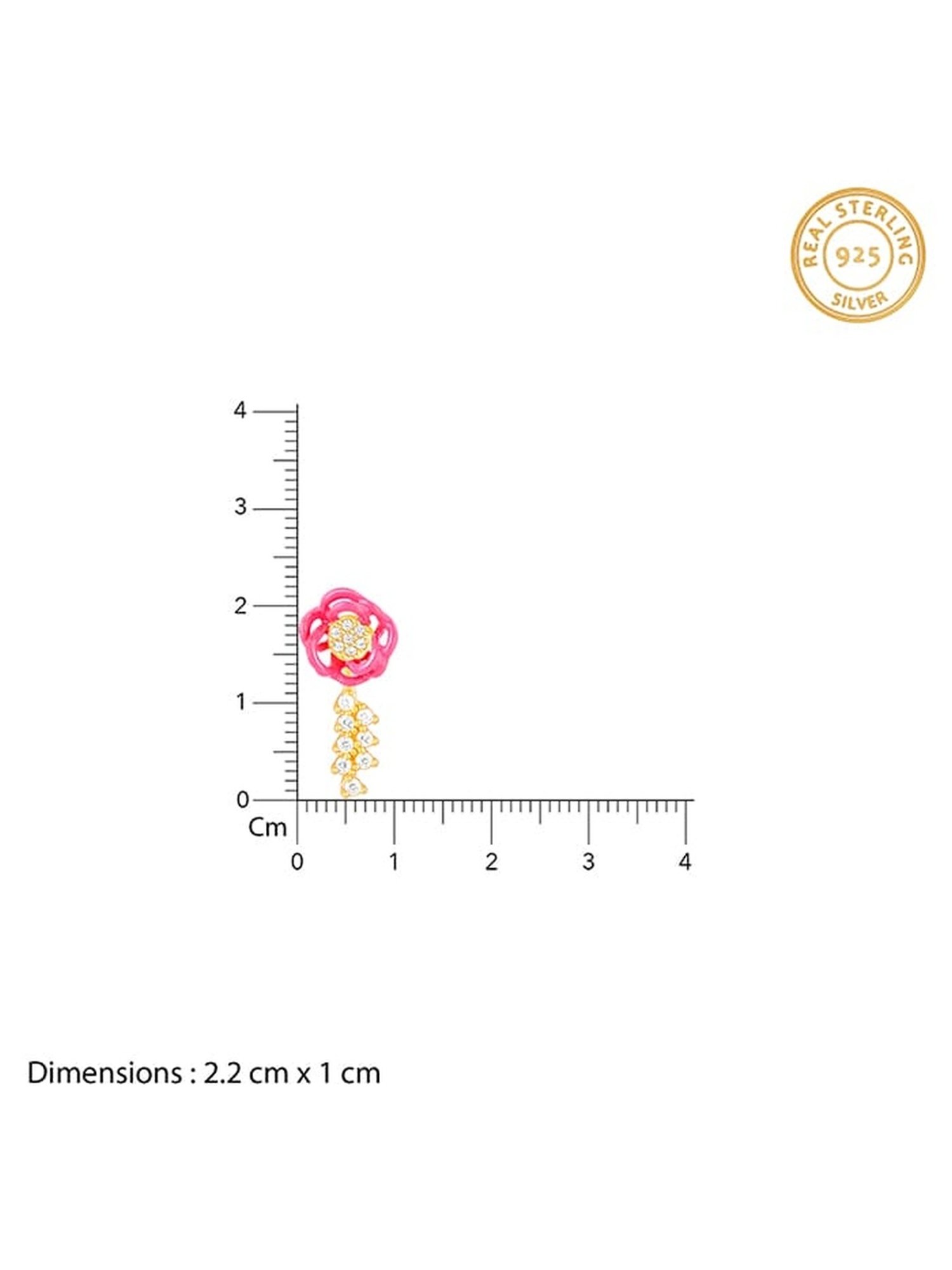 GIVA 92.5 Sterling Silver Bhumi Golden Hot Pink Brahma Kamal Drop Earrings