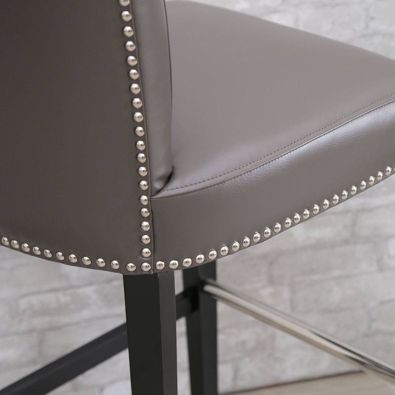 Aurora Leather Barstool Gray - Abbyson Living