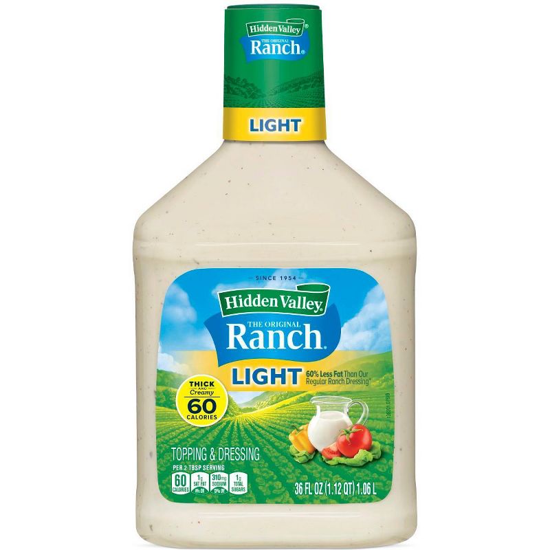 Hidden Valley Original Ranch Light Salad Dressing & Topping, Gluten Free, keto-friendly - 36fl oz