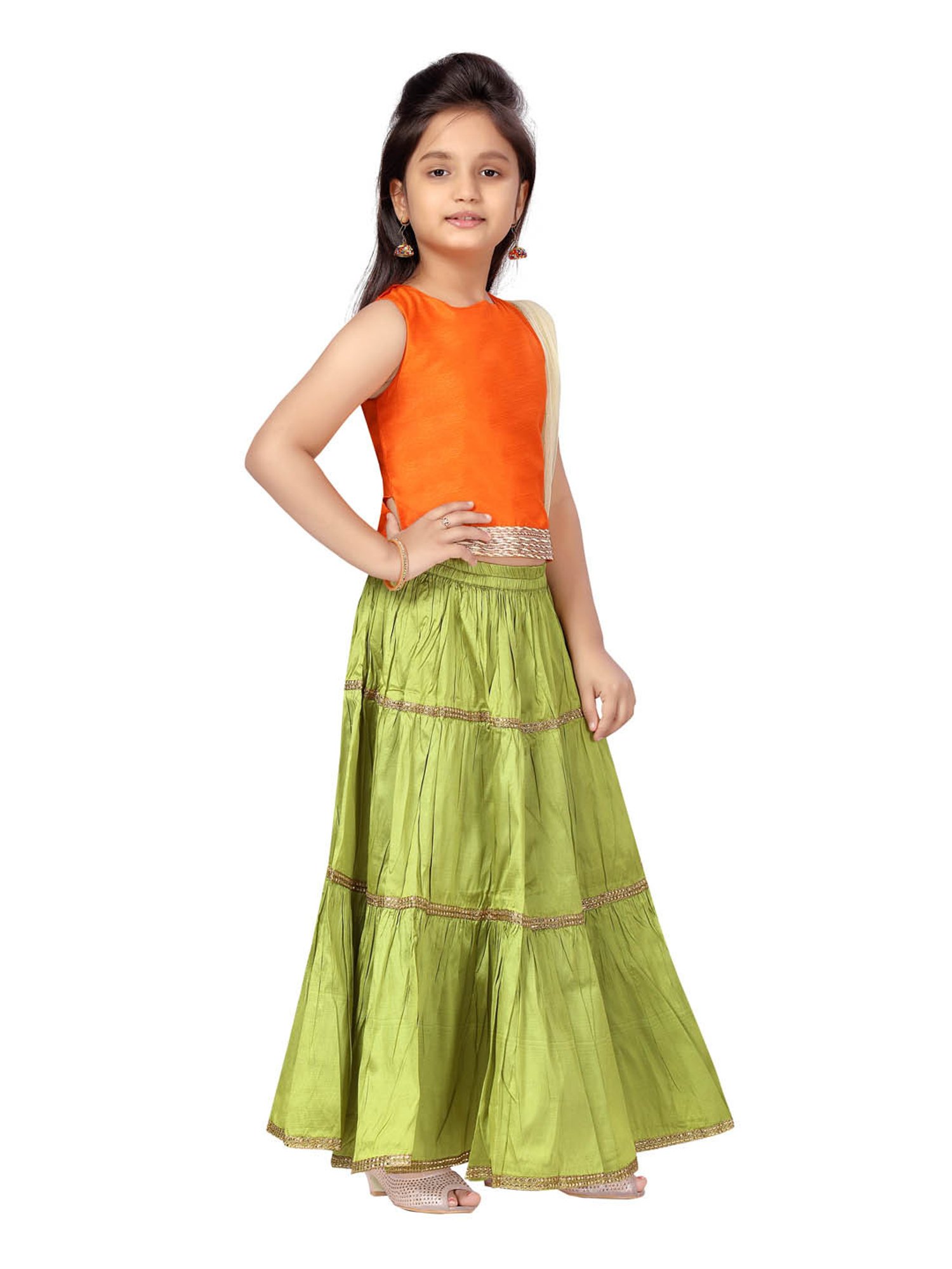 A Little Fable Kids Red & Beige Embellished Lehenga Choli