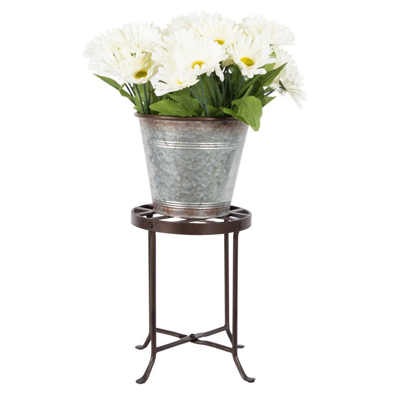 Small Round Iron Table Flowers Plant Stand - ACHLA Designs