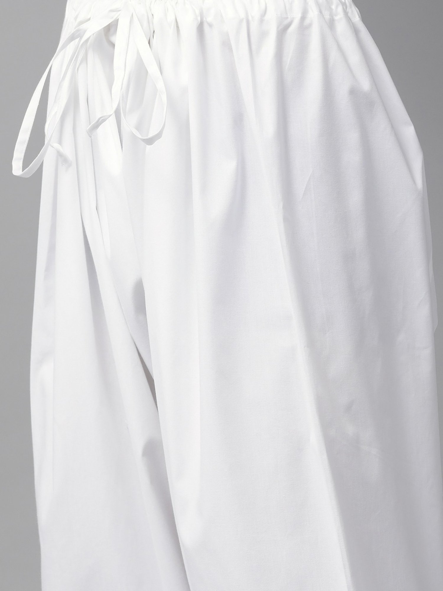 See Designs White Cotton Regular Fit Embroidered Kurta Bottom Set