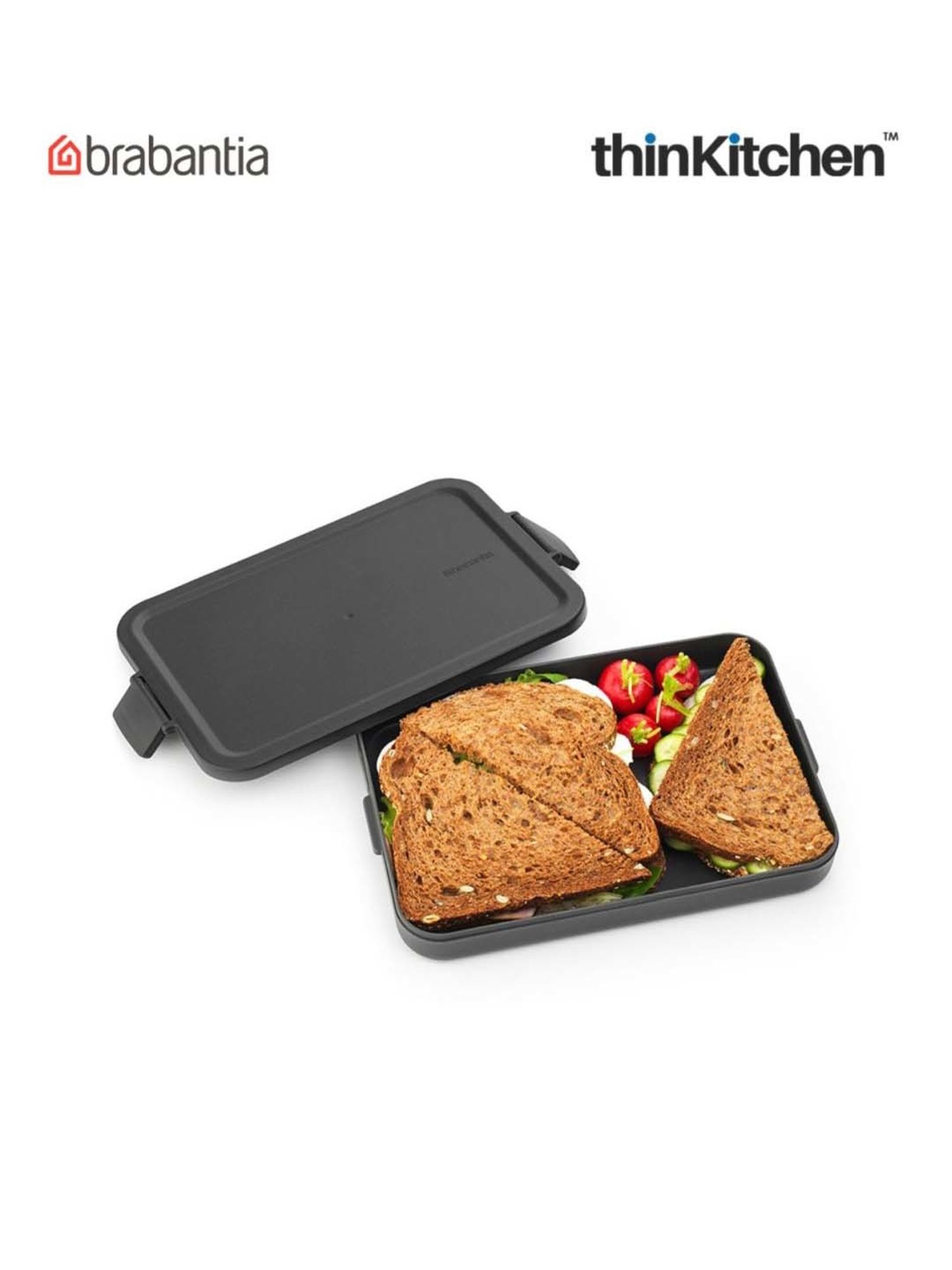 Brabantia Dark Grey Plastic Make & Take Flat Lunch Box (1.1 L)