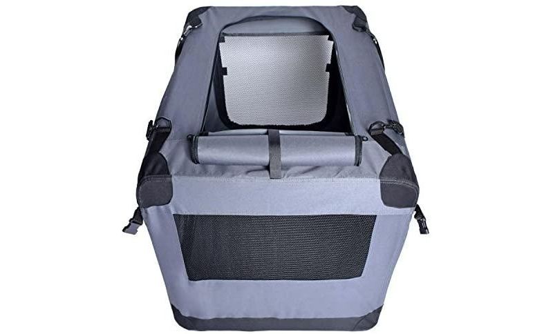 Arf Pets 27 in. Pet Dog Travel Carrier with Straps  - Soft Sided 3 Door Folding Crate