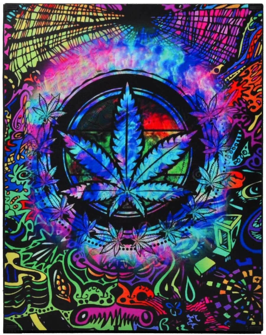 eXtremeRate Full Set Faceplates Skin Stickers for Xbox One X Console Controller with 2 Pcs Home Button Decals - Psychedelic Cannabis