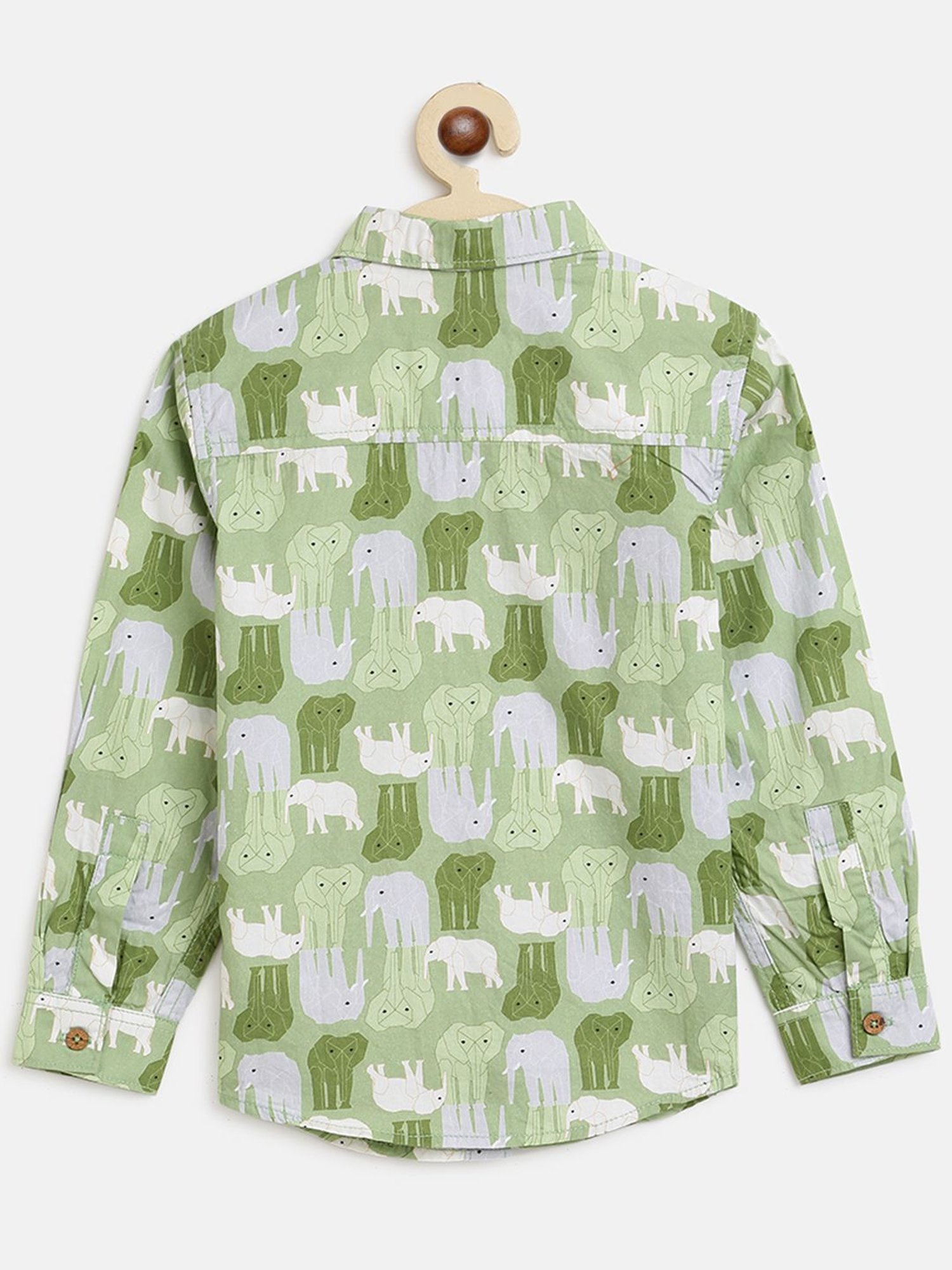 Tales & Stories Kids Green Cotton Printed Full Sleeves Shirt