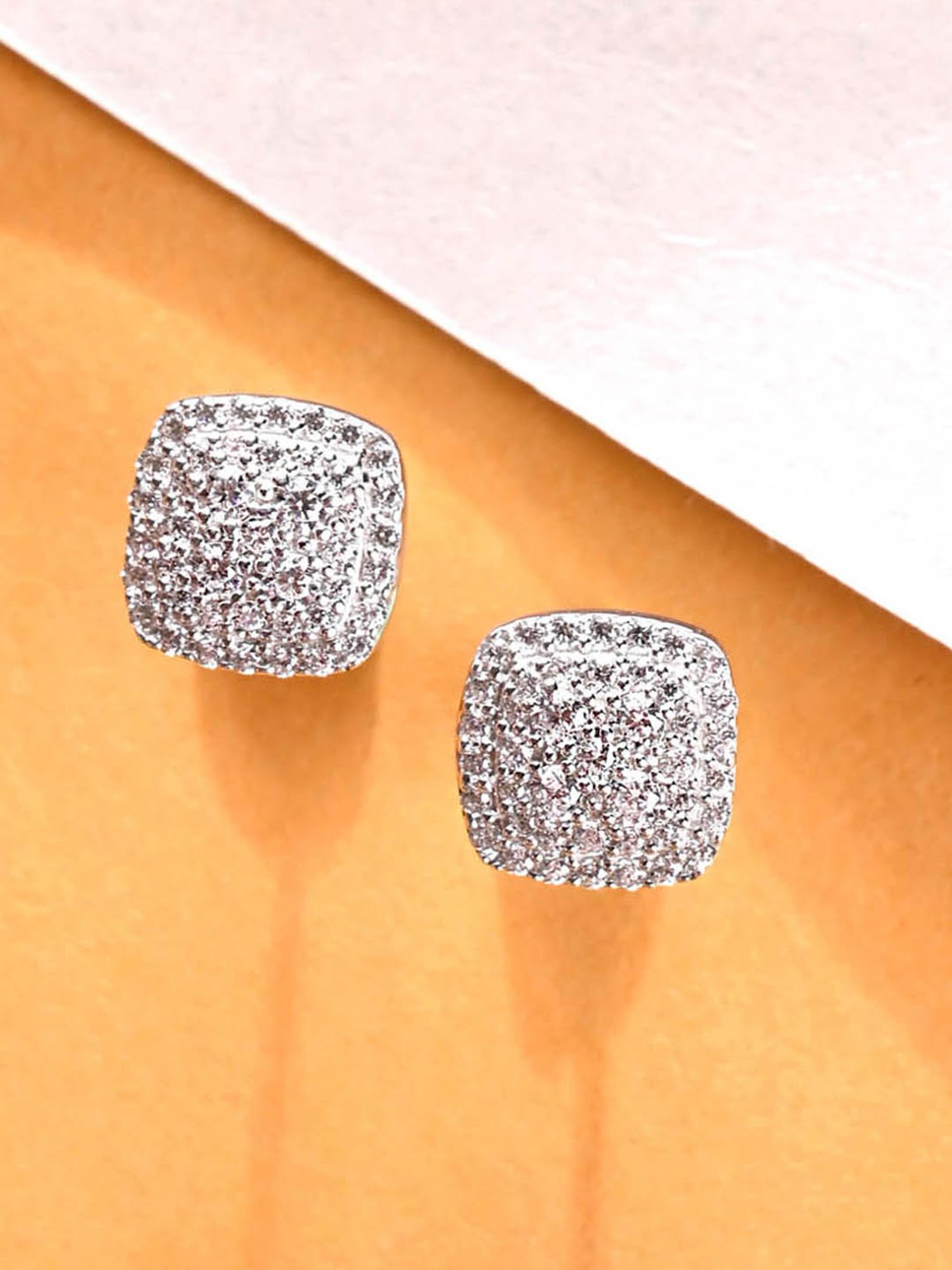 Clara 925 Silver Platinum Plated Swiss Zirconia Queen of Diamonds Stud Earrings Gift for Women