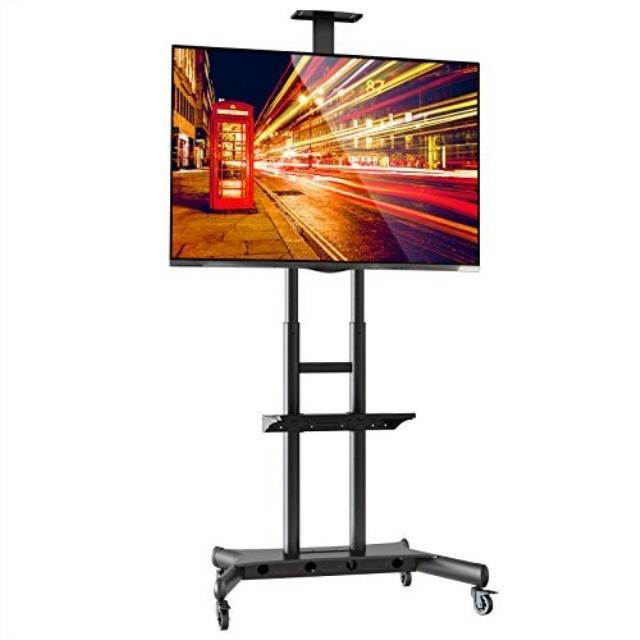Rolling TV Stand Mobile TV Cart for 55" - 80" Plasma Screen, LED, LCD, OLED, Curved TV's - Universal Mount with Wheels