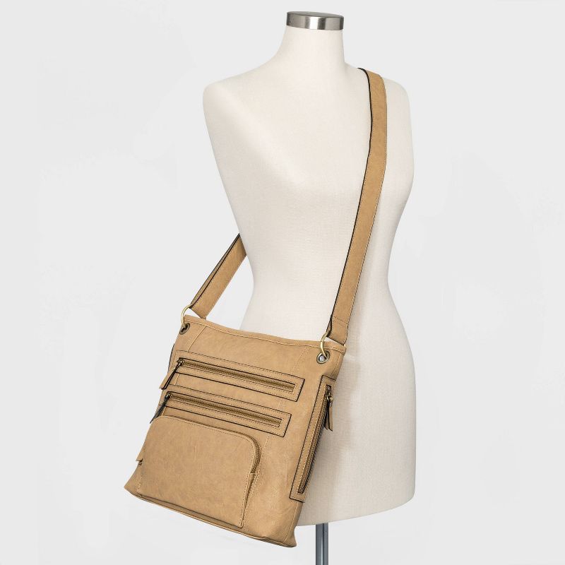Bueno Zip Closure Crossbody Bag - Beige