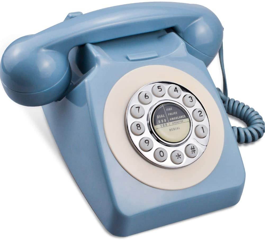 Rotary Design Retro Landline Phone for Home,Old Fashioned Corded Telephone with Classic Metal Bell Push Button Technology