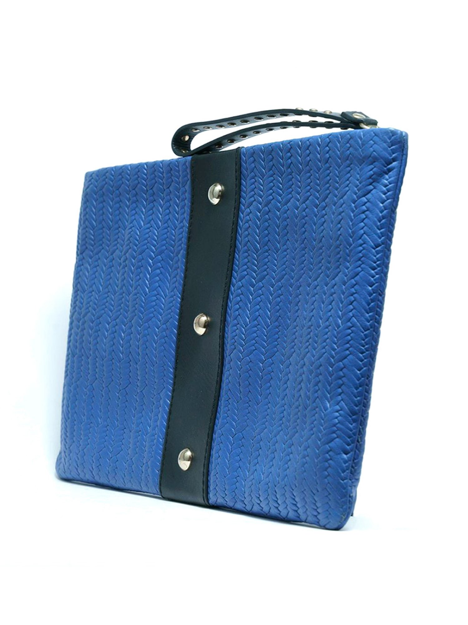 RI2K London Blue Leather Small Textured Pouch