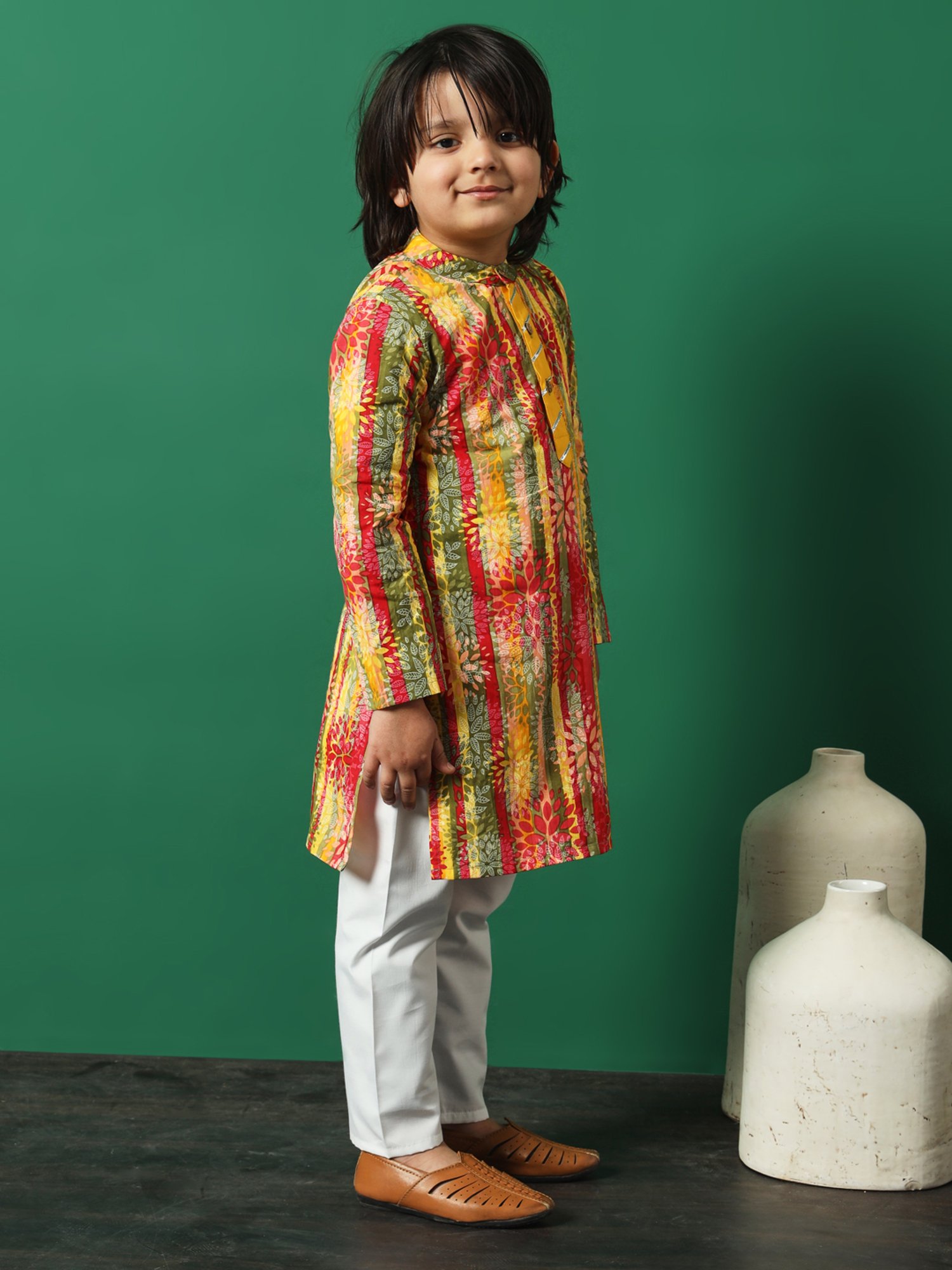READIPRINT FASHIONS Kids Multicolor Printed Full Sleeves Kurta with Pyjamas