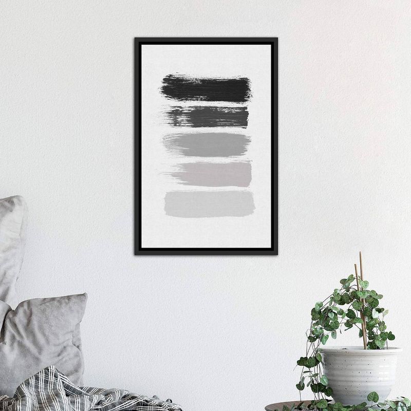 40" x 26" Black & White Stripes by Orara Studio Framed Canvas Print Black - iCanvas