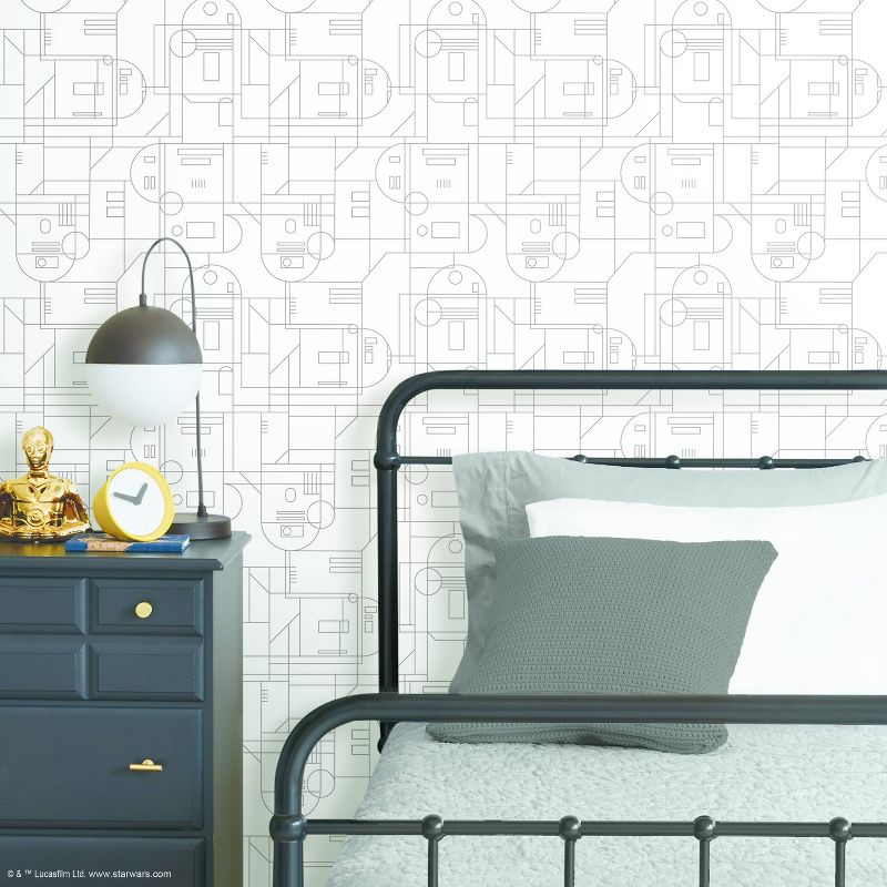 Star Wars R2D2 Geometric Peel and Stick Wallpaper White - RoomMates