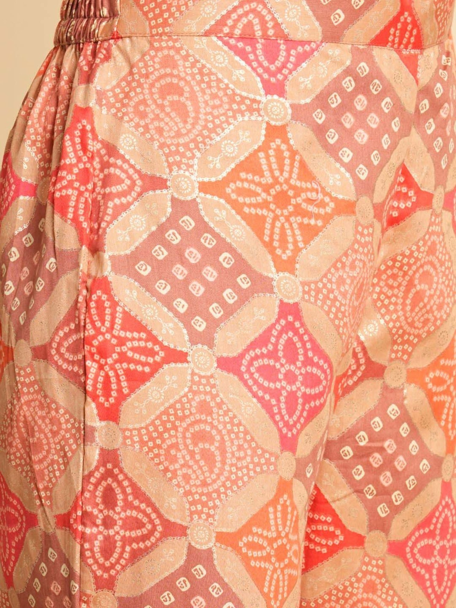 Fashor Peach Printed Kurta & Pant Set