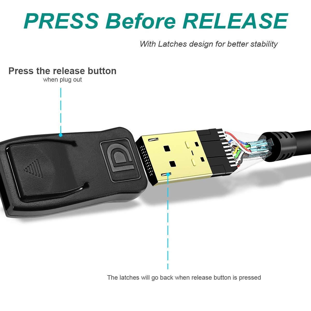 displayport to dp 4k 60hz 6 feet cable, benfei displayport to display port male to male cable goldplated cord for for lenovo, dell, hp, asus