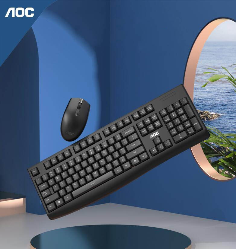 AOC KM220 2.4GHZ Wireless Keyboard and Mouse Combo,Waterproof,Ultra-thin and Power-saving, Low Typing Noise