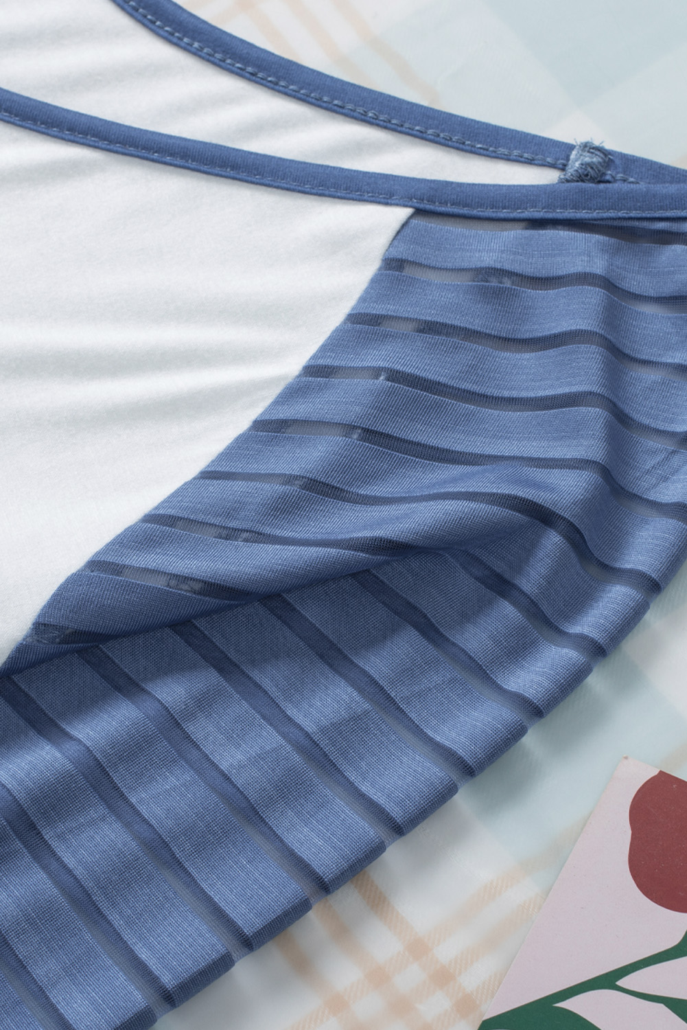 Blank T Shirt - Dark Blue and White Mesh Contrast Casual T Shirt Customized