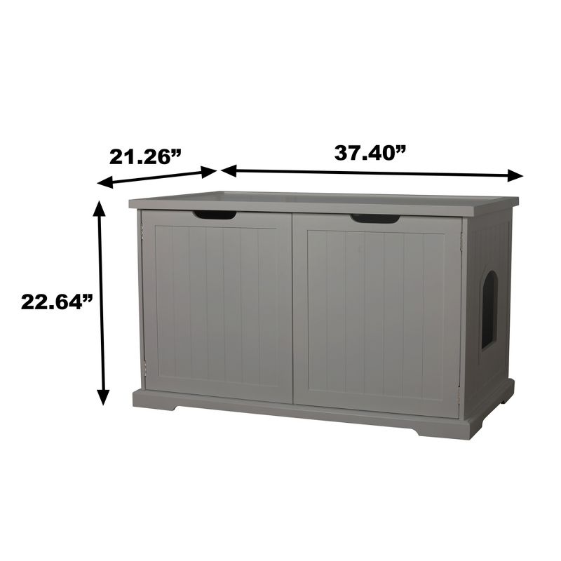 Merry PTH1031722510 Pet Cat Washroom Storage Bench Furniture with Removable Partition Wall, Gray