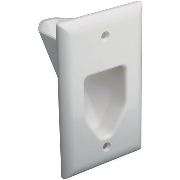 DataComm Electronics 45-0001-WH 1-Gang Recessed Low-Voltage Cable Plate (White)