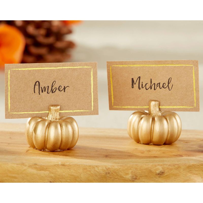 12ct Mini Pumpkin Place Card Holder Gold