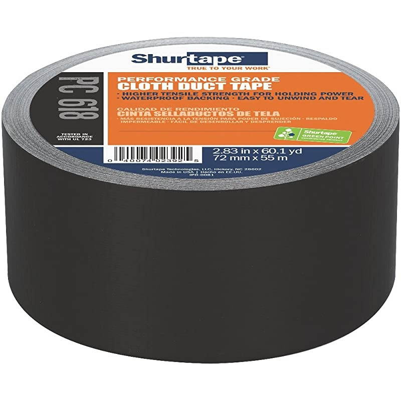 PC 618 Performance Grade Colored Cloth Duct Tape 72mm x 55m Black 1 Roll 203876