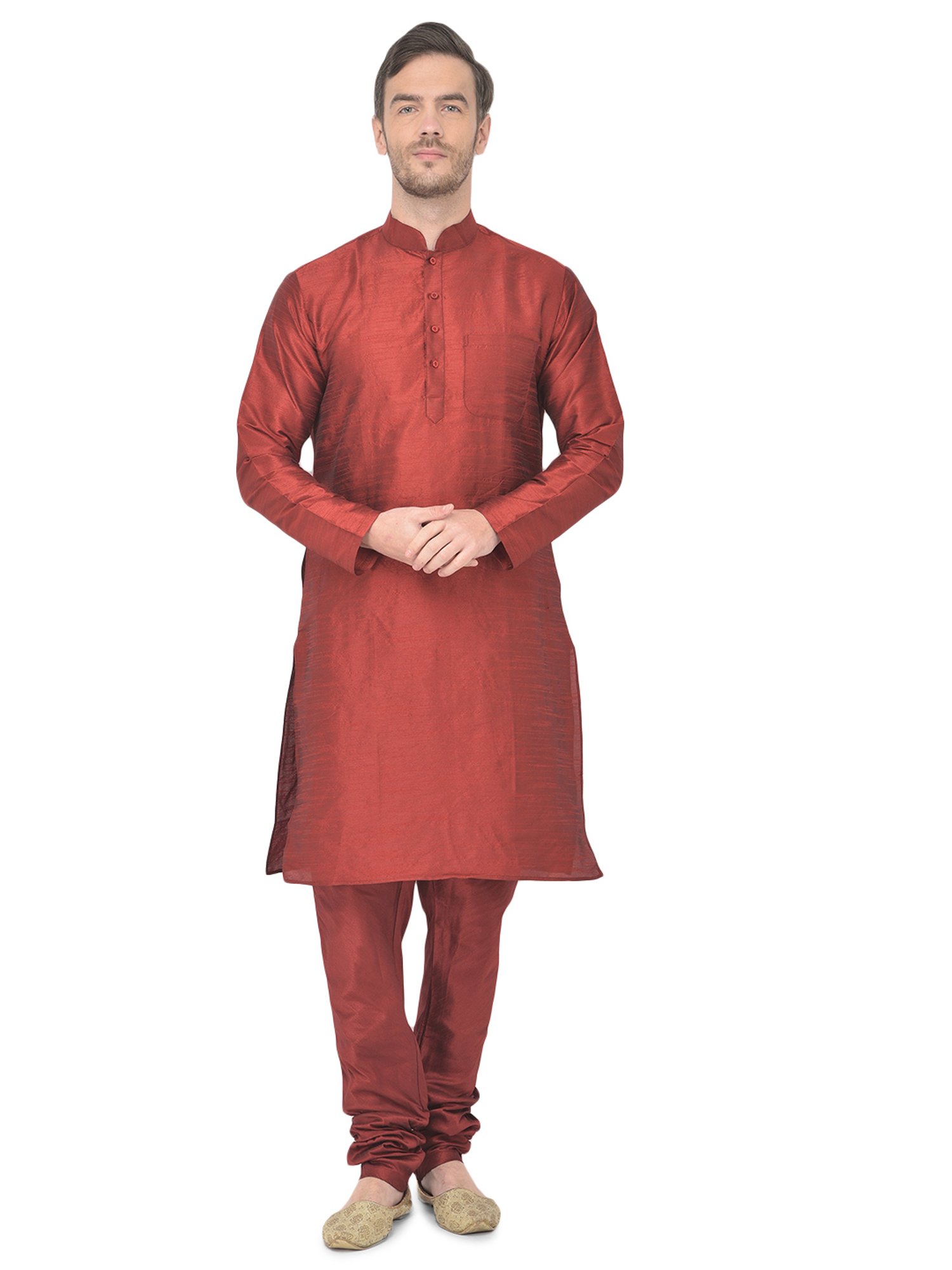 SG LEMAN Red Regular Fit Printed Kurta Set