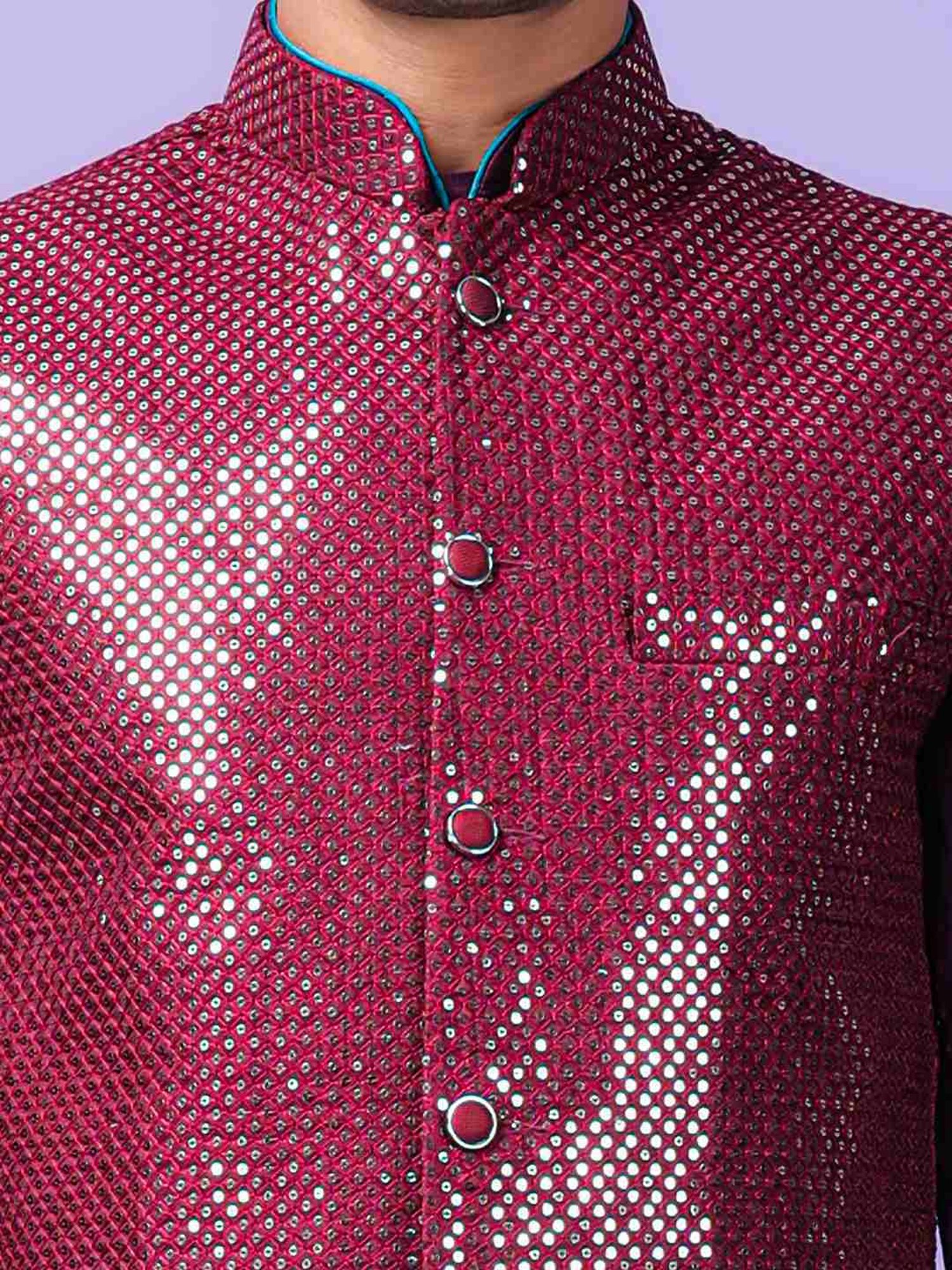 Hangup Purple Regular Fit Embellished Nehru Jacket