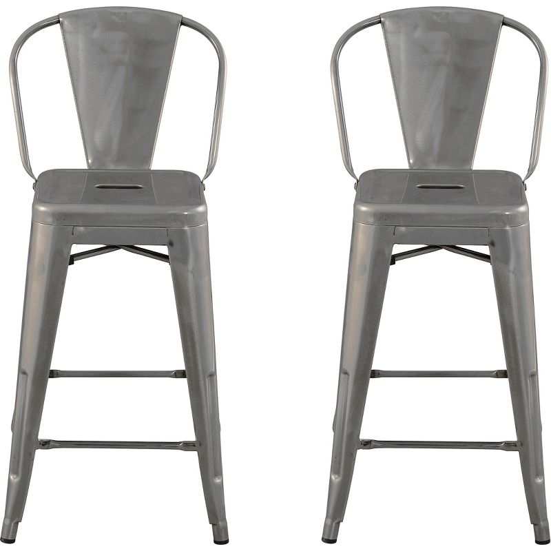 Set of 2 24" Carlisle Backed Counter Height Barstool Natural Metal - Threshold™