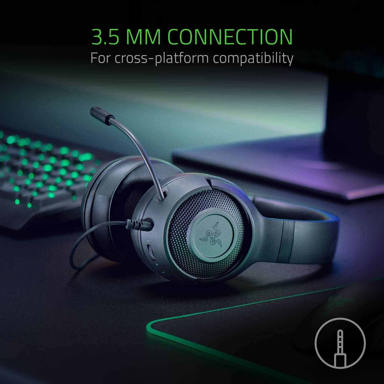 Kraken X Ultralight Gaming Headset: 7.1 Surround Sound Capable - Lightweight Frame - Integrated Audio Controls - Bendable Cardioid Microphone - For PC Xbox PS4 Nintendo Switch - Classic Black