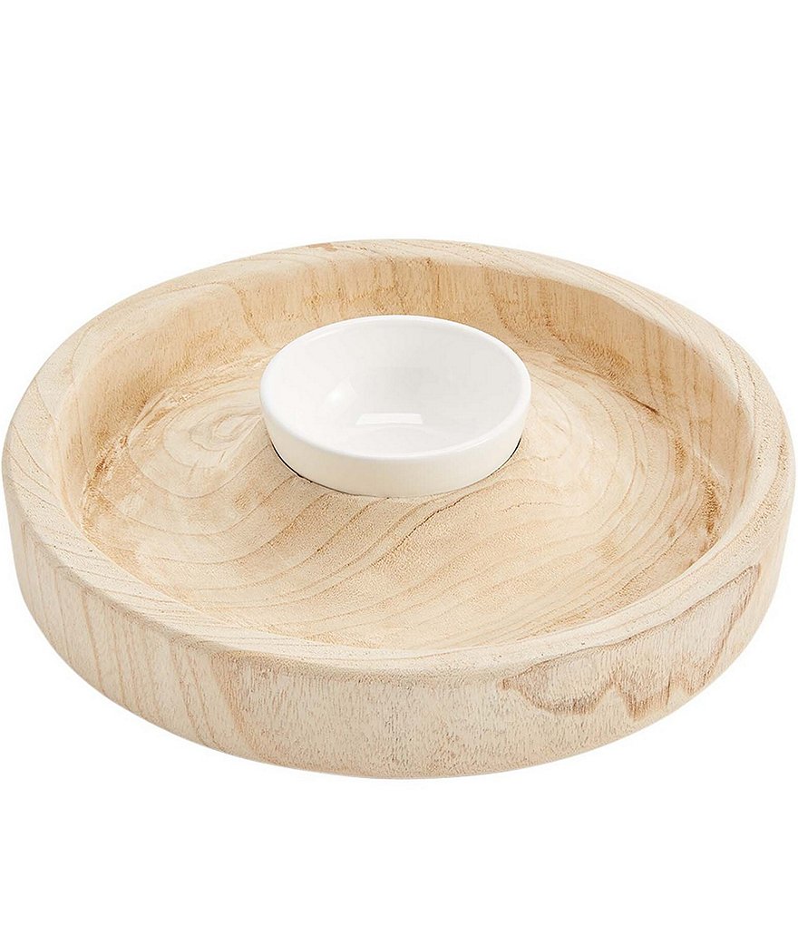 Mud Pie Paulownia Wood Chip & Dip Set