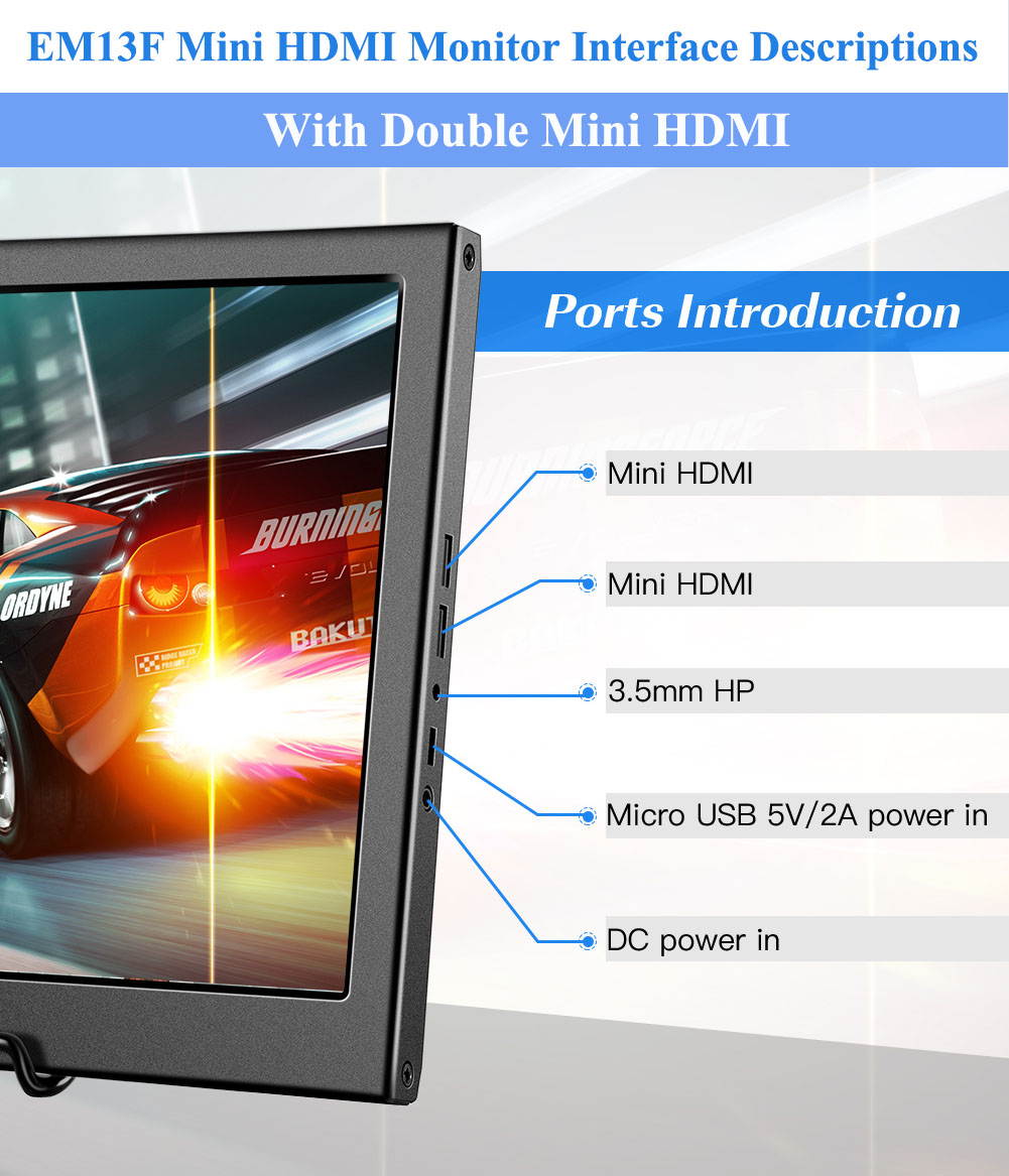 Yijianxi 13.3" Portable Gaming Monitor 1920X1080 LCD Screen Second Moniteur With Touch USB Type C HDMI for laptop phone xbox PS4 PC