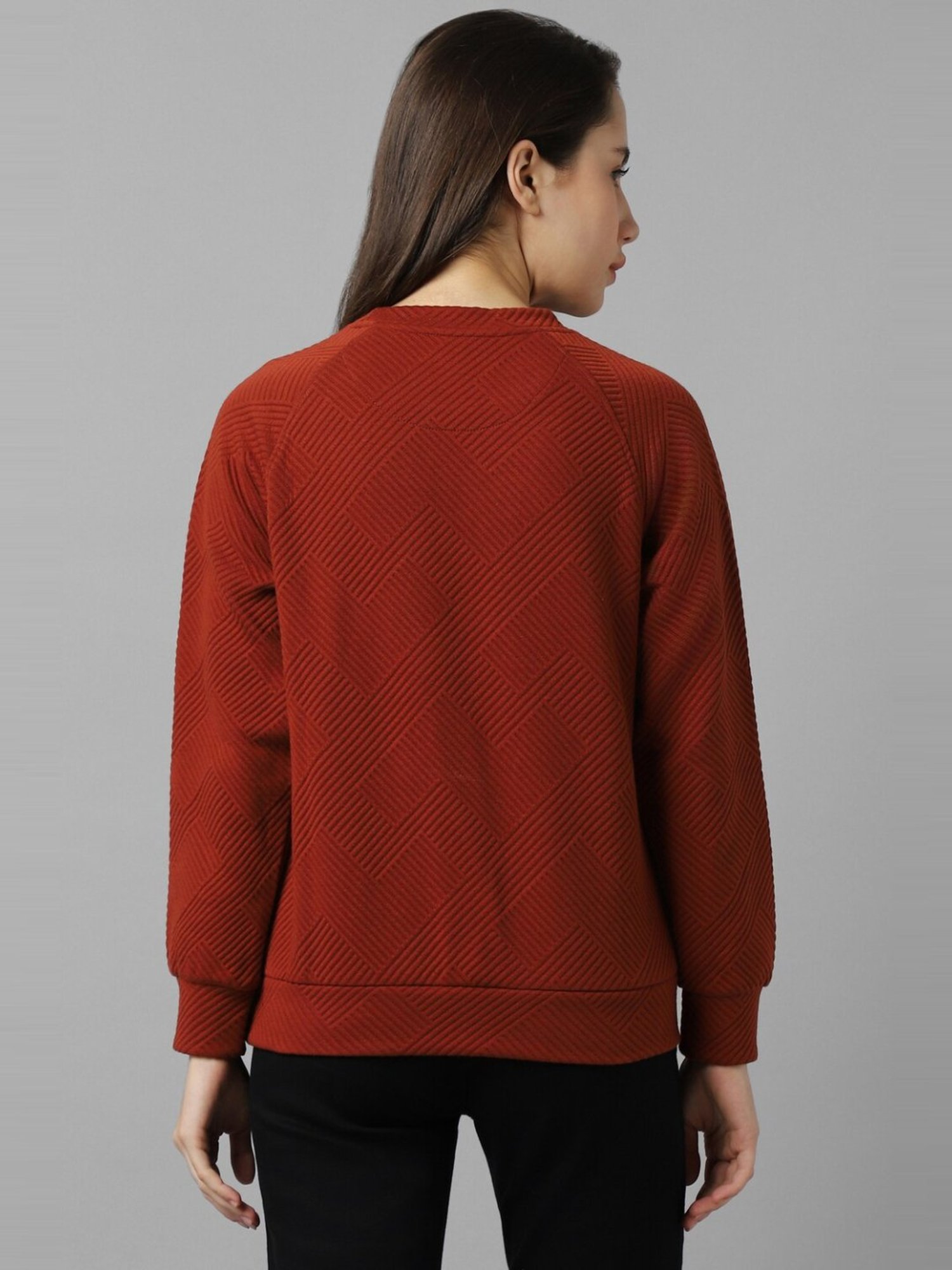 Allen Solly Maroon Self Pattern Sweatshirt
