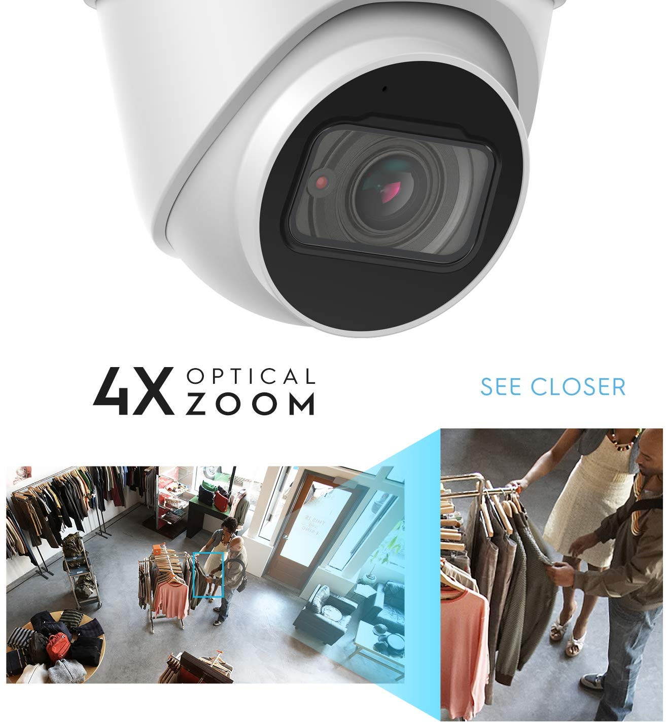 Amcrest 4K Optical Zoom IP Camera, Motorized Lens, 8MP Outdoor POE Camera Dome, 4X Optical Zoom Security Camera Turret, 2.7mm~12mm Lens, IP67 IK10 Vandal Resistant, MicroSD Recording, (IP8M-MT2544EW)