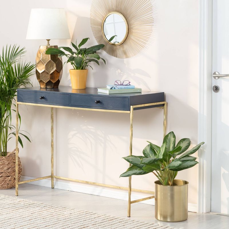 Jolie Modern Living Room Console Table Navy Blue/Gold - Adore Decor