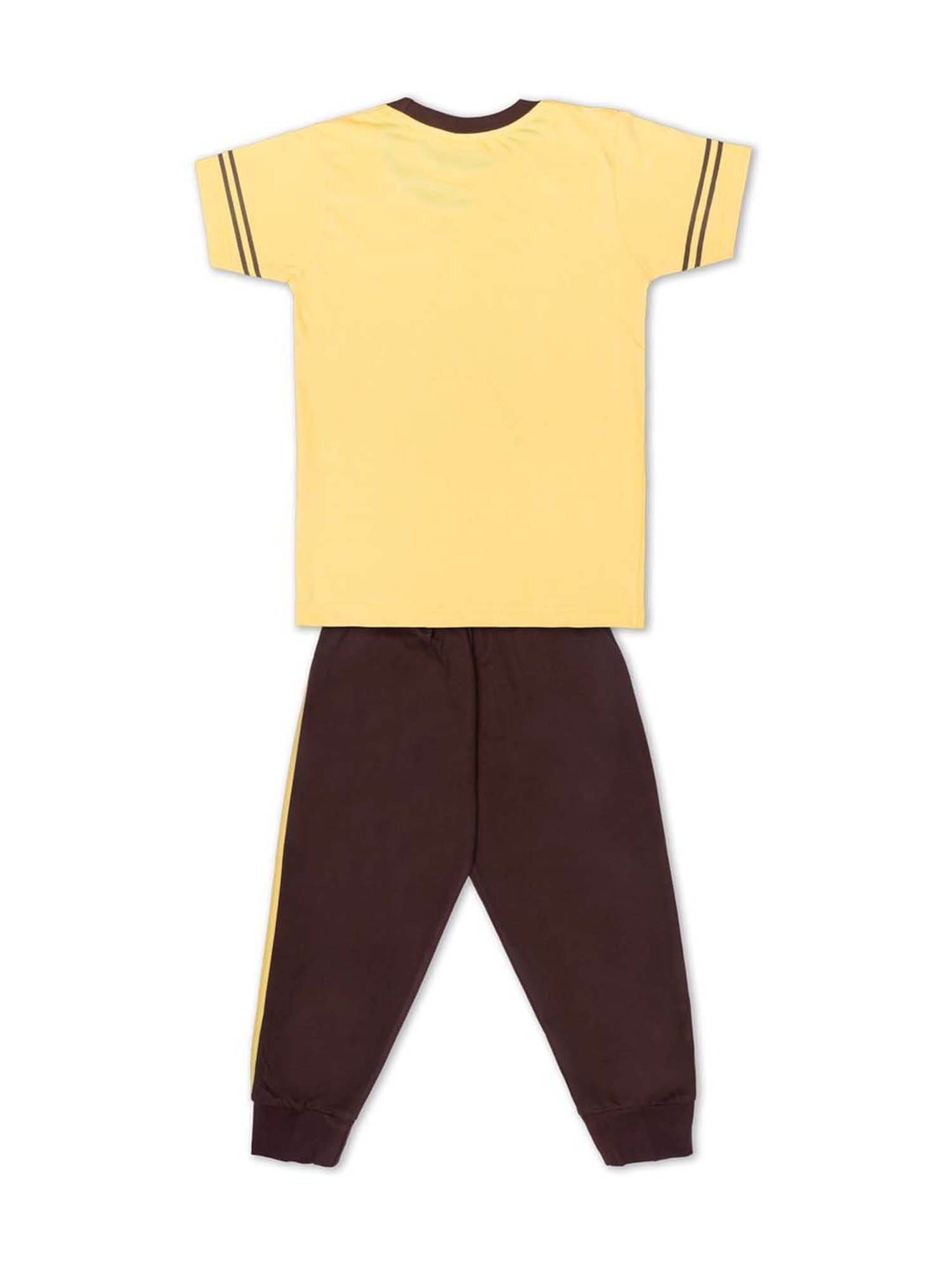 Todd N Teen Kids Yellow Cotton Printed T-Shirt & Joggers
