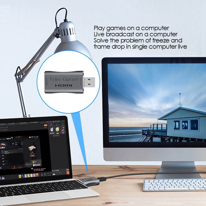 1080P 60Hz USB 3.0 Video Capture Card Video Game Live OBS Audio HDMI to USB Hub Plug And Play Broadcast Compatible with Windows Mac Os