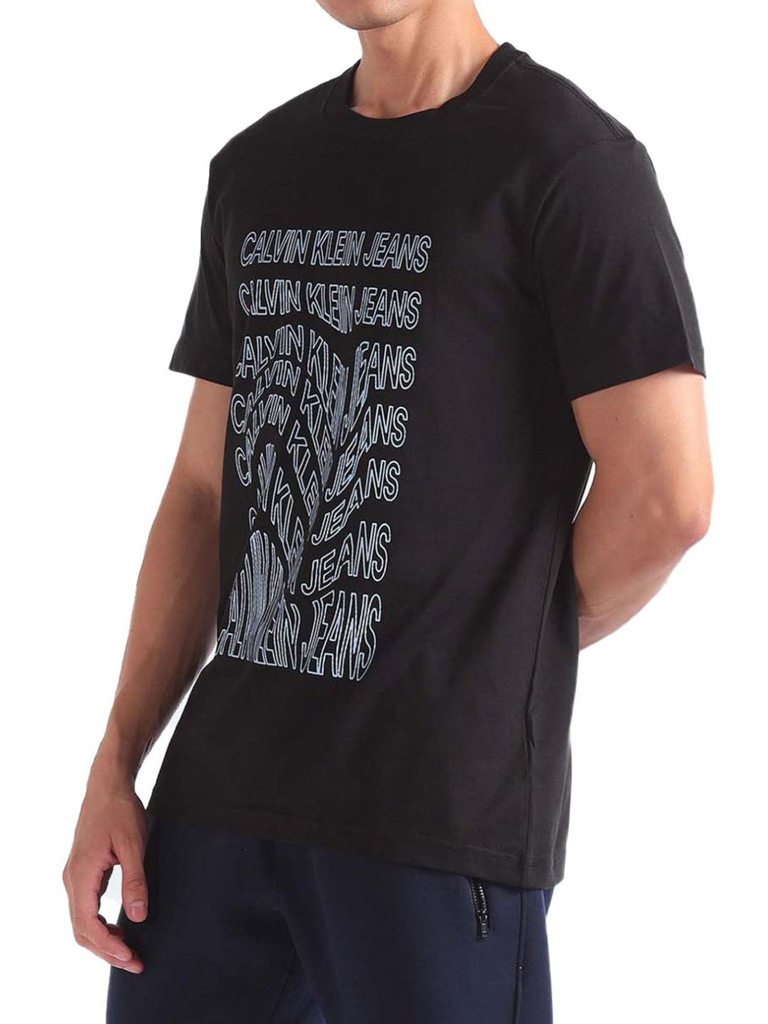 Calvin Klein Jeans Black Printed Regular Fit T-Shirt