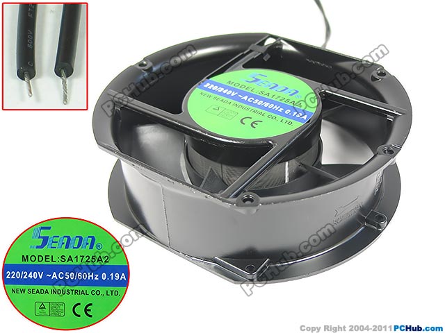 SEADA SA1725A2 AC 220V 0.19A 172x150x51mm 2-wire Server Round Fan