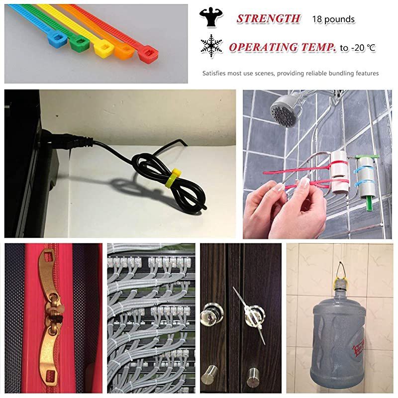 Pieces Zip Ties MultiPurpose Assorted Colored SelfLocking Nylon Cable Zip Ties in 12 Different colour for Home Office Garden Garage and Workshop4 inch