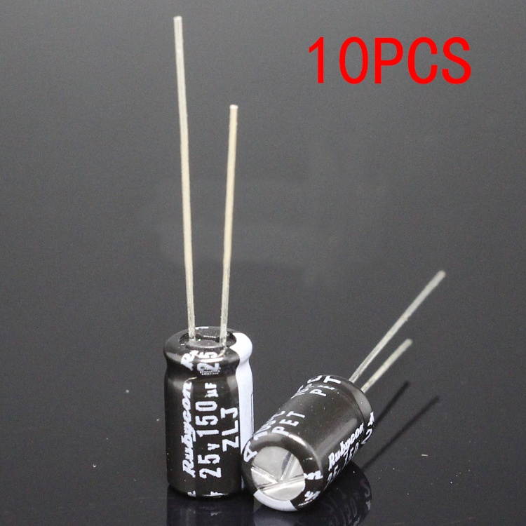 10PCS RUBYCON Electrolytic Capacitor 25V150UF 6x11 150UF 25V Ruby ZLJ high frequency low resistance