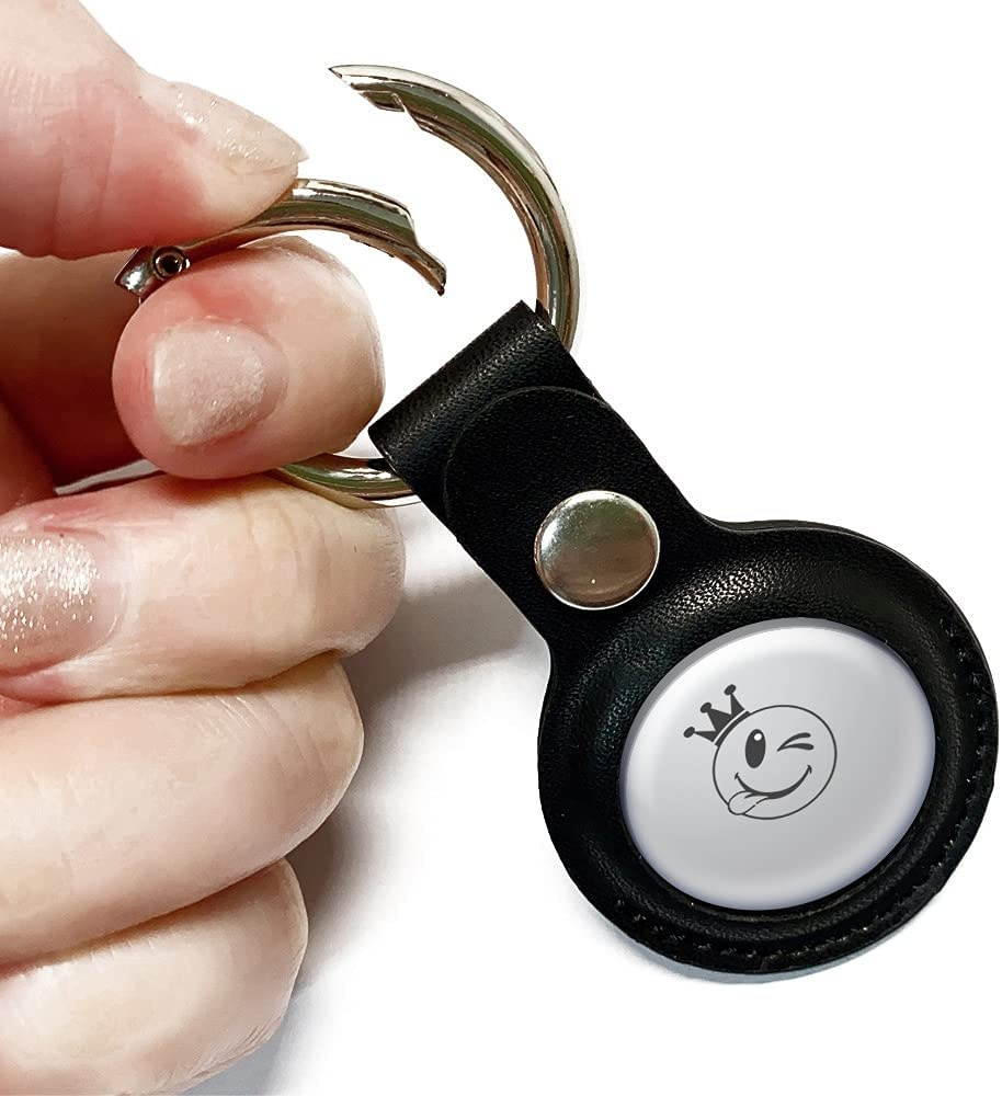 Portable Protective Case for AirTag 2021(2Pack), Suublg PU Leather Multiple Color Skin Anti-Scratch Cover Tracker Holder with Key Ring Compatible with AirTag Finder 2021 1st Generation - Black