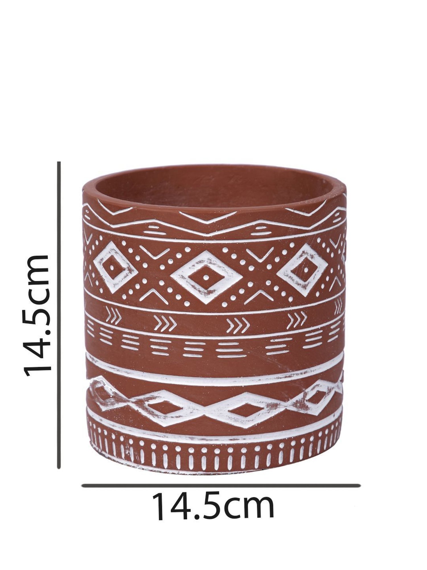 Tayhaa Rust Ceramic Engraved Pattern Planter
