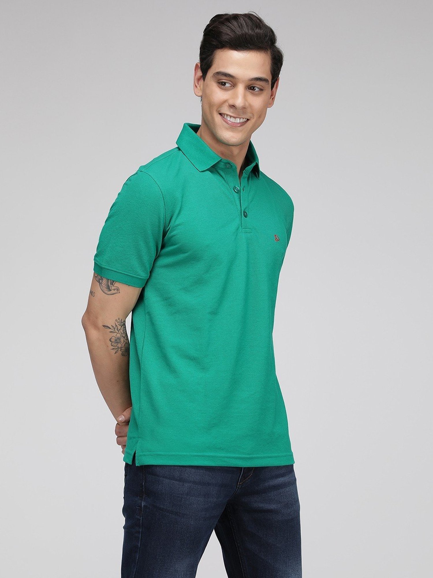 Sporto Teal Green Regular Fit Polo T-Shirt