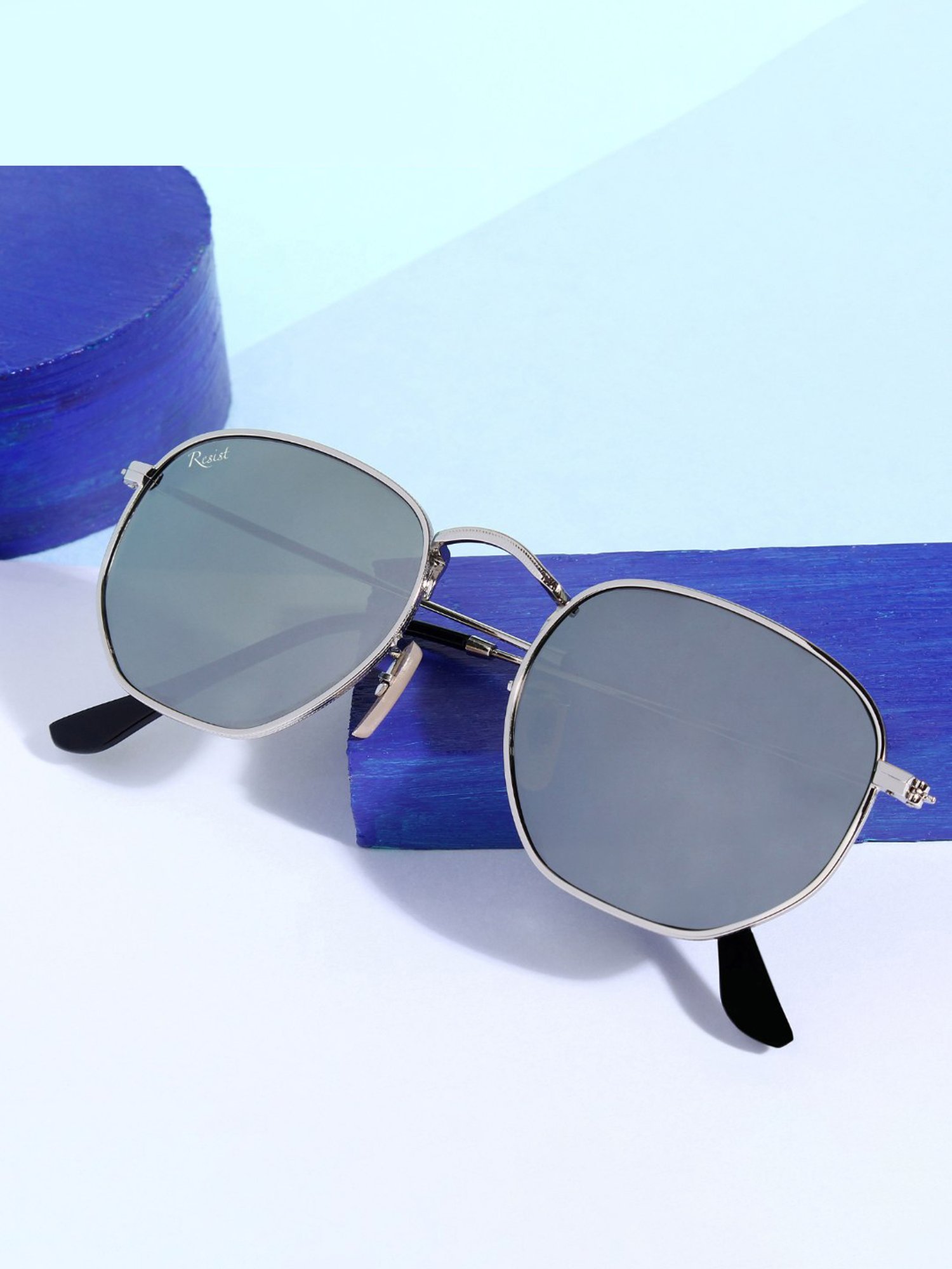 Resist Eyewear Silver Hexagon Unisex Sunglasses