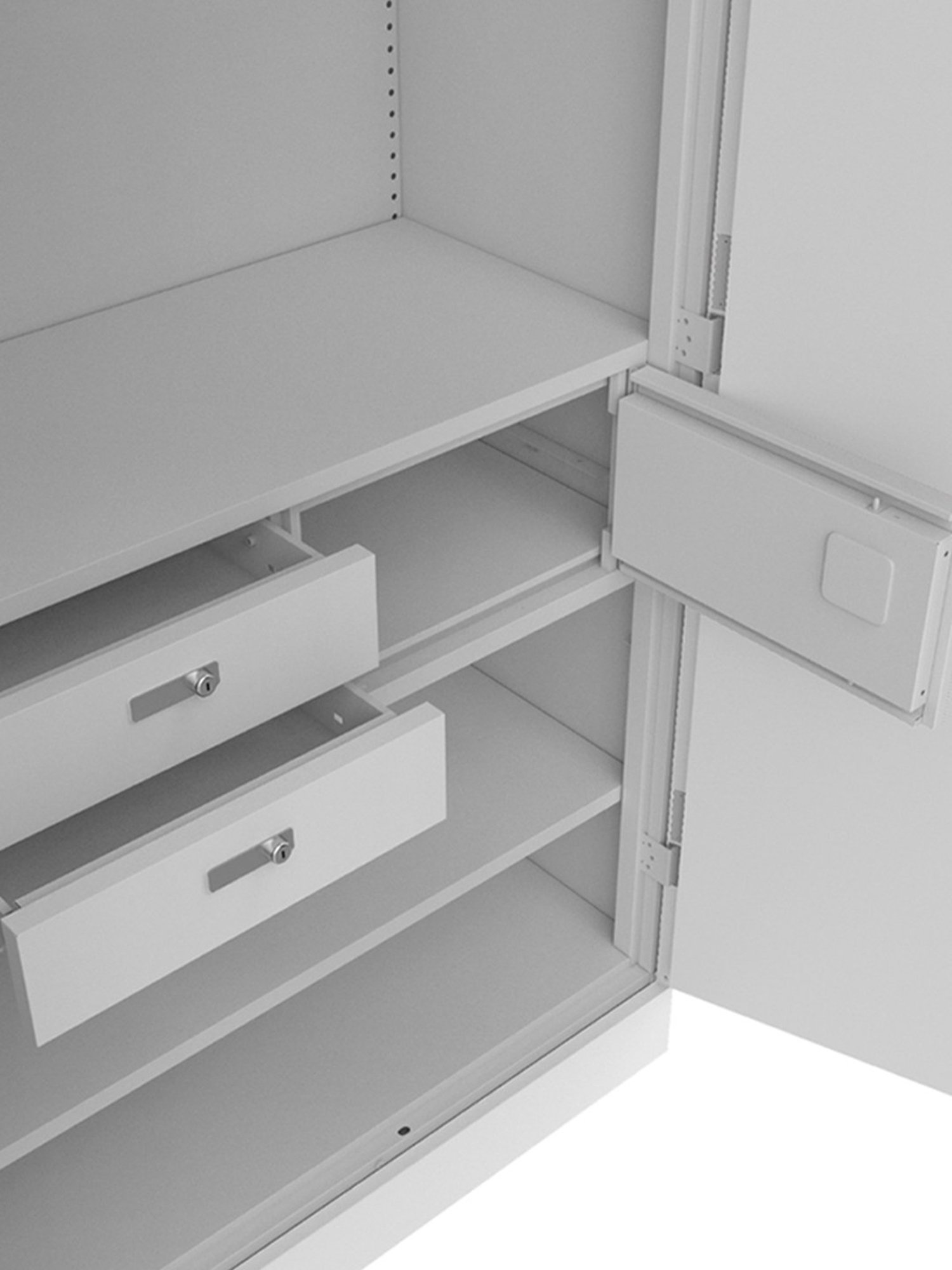 Godrej Interio Auraline Men Premium 2-Door Almirah, Bond White (1-Year Warranty,1 Locker, 2 Drawers)