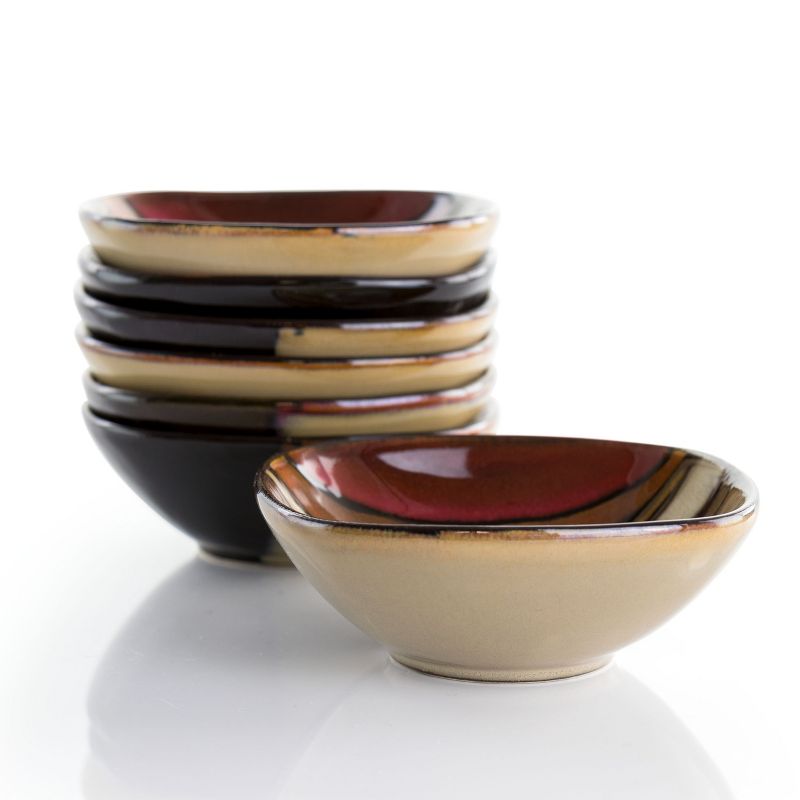 Gibson Elite Matrice 8 Piece 4.5 Inch Stoneware Fruit Bowl Set in Red