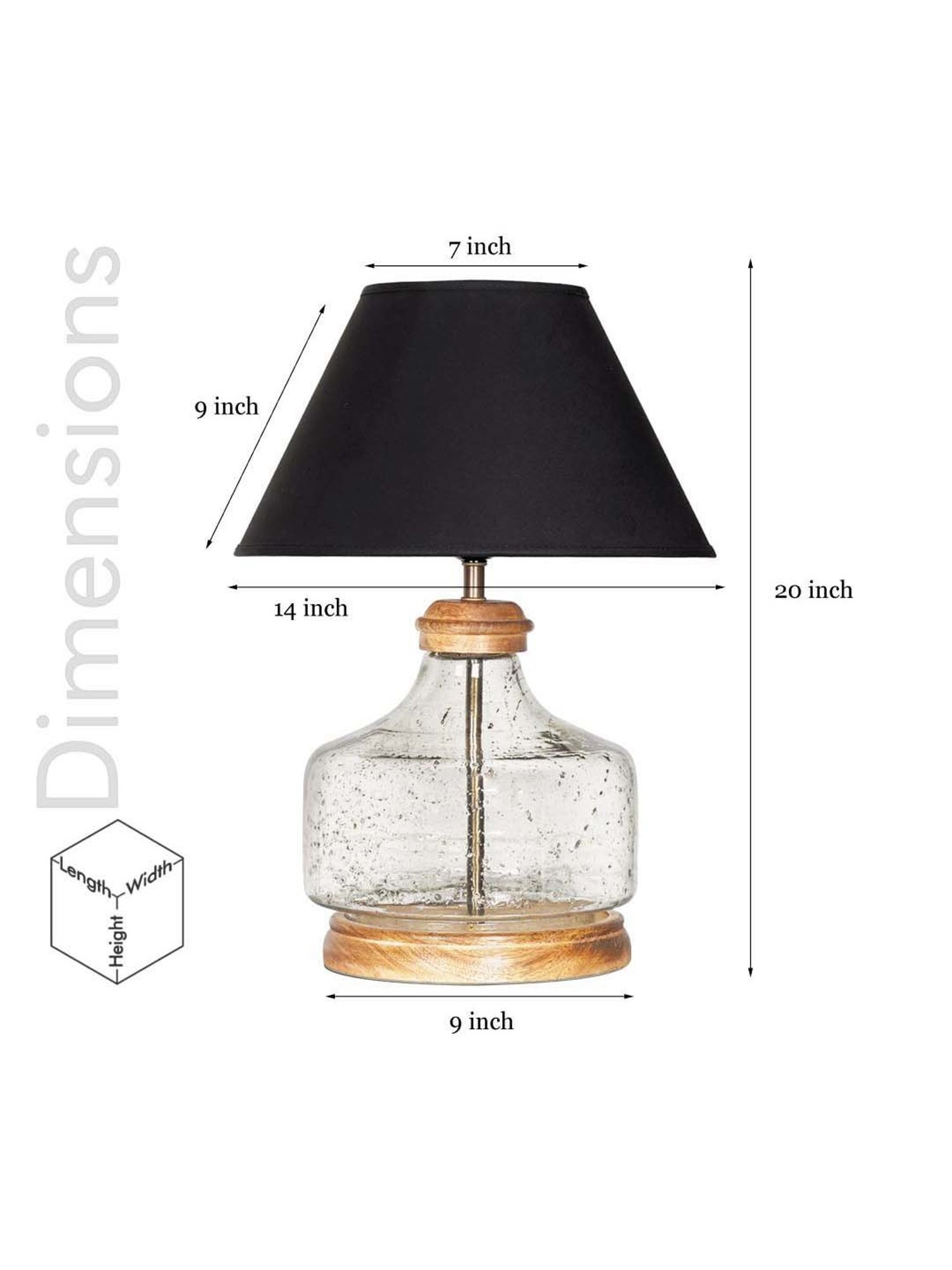 Kapoor Lamp Shades Clear & Brown Glass Tuscan Table Lamp With Cotton Shade