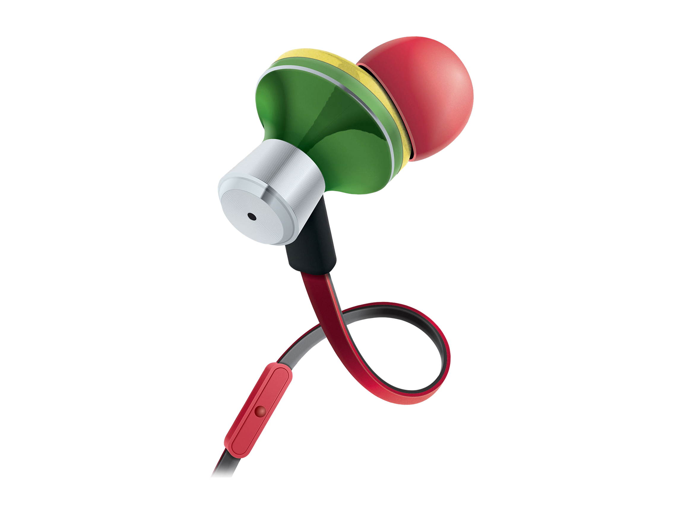 GOgroove AudiOHM iDX Rasta In-Ear Headphones with Noise Isolation, Hands-Free Calling, Tangle Free Cord and Custom Fit Silicone Gels